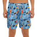 Skiing Equipment Pattern Print Men's Split Running Shorts