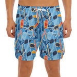 Skiing Equipment Pattern Print Men's Split Running Shorts