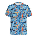Skiing Equipment Pattern Print Men's Sports T-Shirt