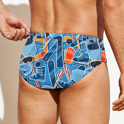 Skiing Equipment Pattern Print Men's Swim Briefs