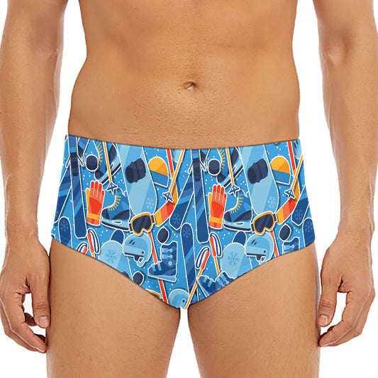 Skiing Equipment Pattern Print Men's Triangle Swim Briefs