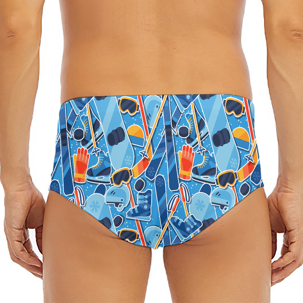Skiing Equipment Pattern Print Men's Triangle Swim Briefs