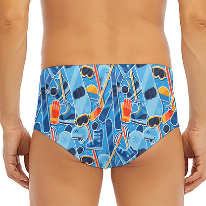 Skiing Equipment Pattern Print Men's Triangle Swim Briefs