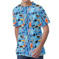 Skiing Equipment Pattern Print Men's Velvet T-Shirt