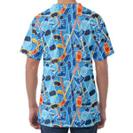 Skiing Equipment Pattern Print Men's Velvet T-Shirt