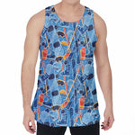 Skiing Equipment Pattern Print Men's Velvet Tank Top