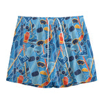 Skiing Equipment Pattern Print Mesh Shorts