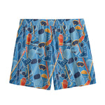 Skiing Equipment Pattern Print Mesh Shorts