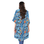 Skiing Equipment Pattern Print Open Front Beach Cover Up