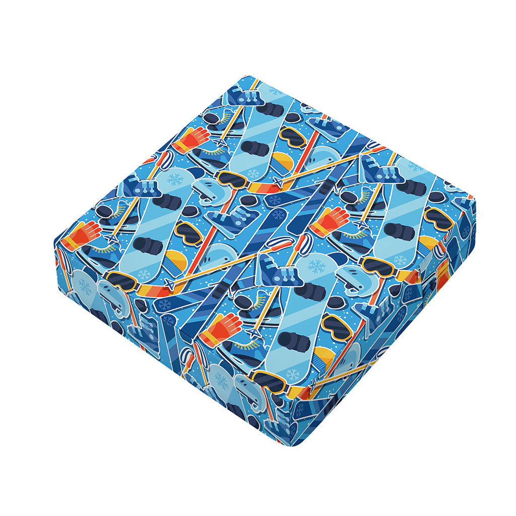 Skiing Equipment Pattern Print Outdoor Seat Cushion Cover