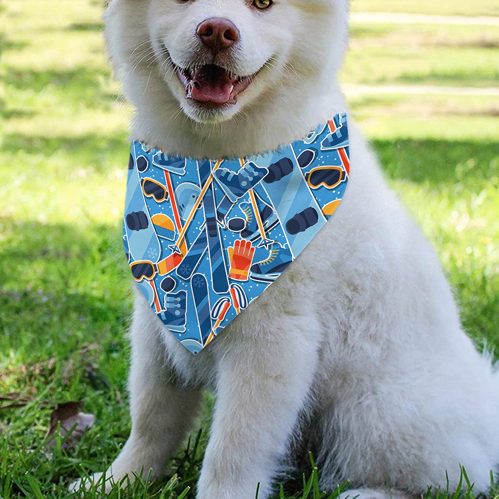 Skiing Equipment Pattern Print Over The Collar Dog Bandana