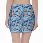 Skiing Equipment Pattern Print Pencil Mini Skirt