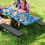 Skiing Equipment Pattern Print Picnic Table Cover