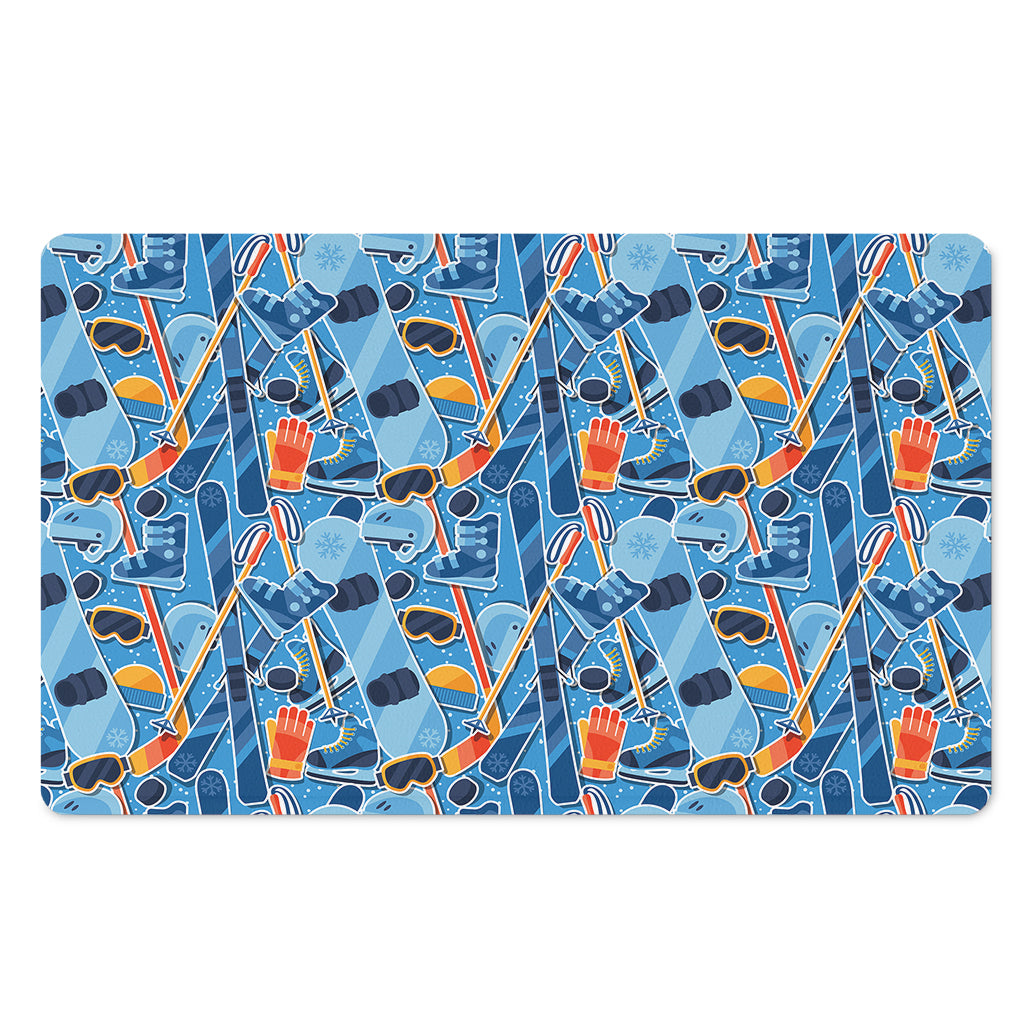 Skiing Equipment Pattern Print Polyester Doormat