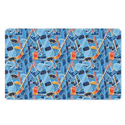 Skiing Equipment Pattern Print Polyester Doormat