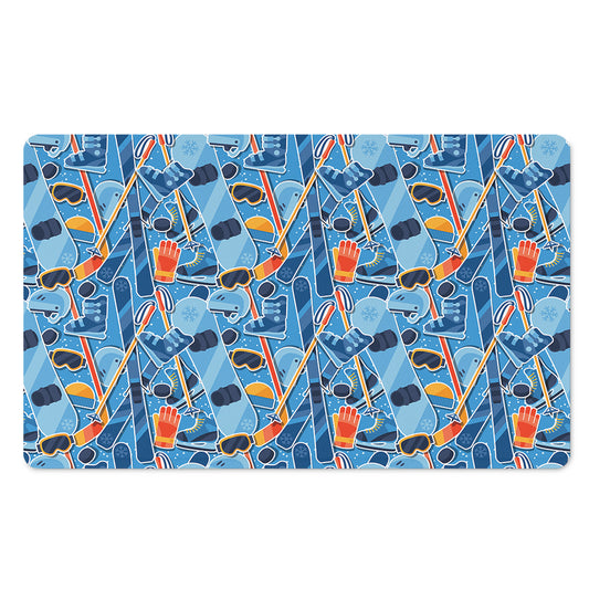 Skiing Equipment Pattern Print Polyester Doormat