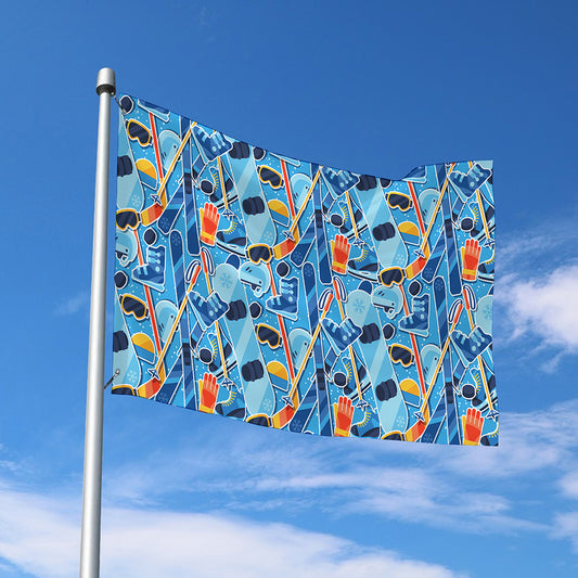 Skiing Equipment Pattern Print Polyester Flag