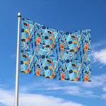 Skiing Equipment Pattern Print Polyester Flag