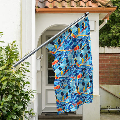 Skiing Equipment Pattern Print Polyester Flag