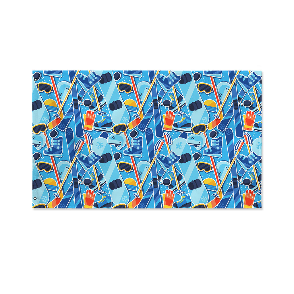 Skiing Equipment Pattern Print Polyester Flag