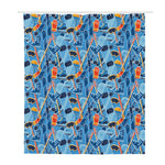 Skiing Equipment Pattern Print Polyester Shower Curtain