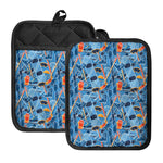 Skiing Equipment Pattern Print Pot Holders With Pocket