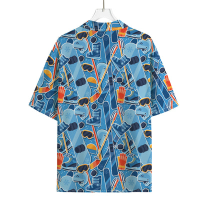 Skiing Equipment Pattern Print Rayon Hawaiian Shirt