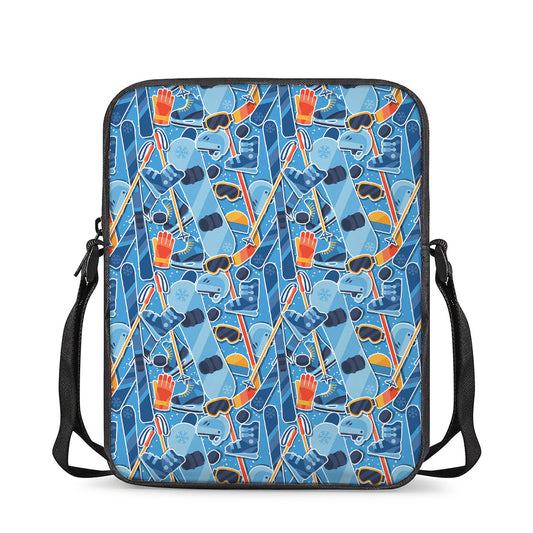 Skiing Equipment Pattern Print Rectangular Crossbody Bag