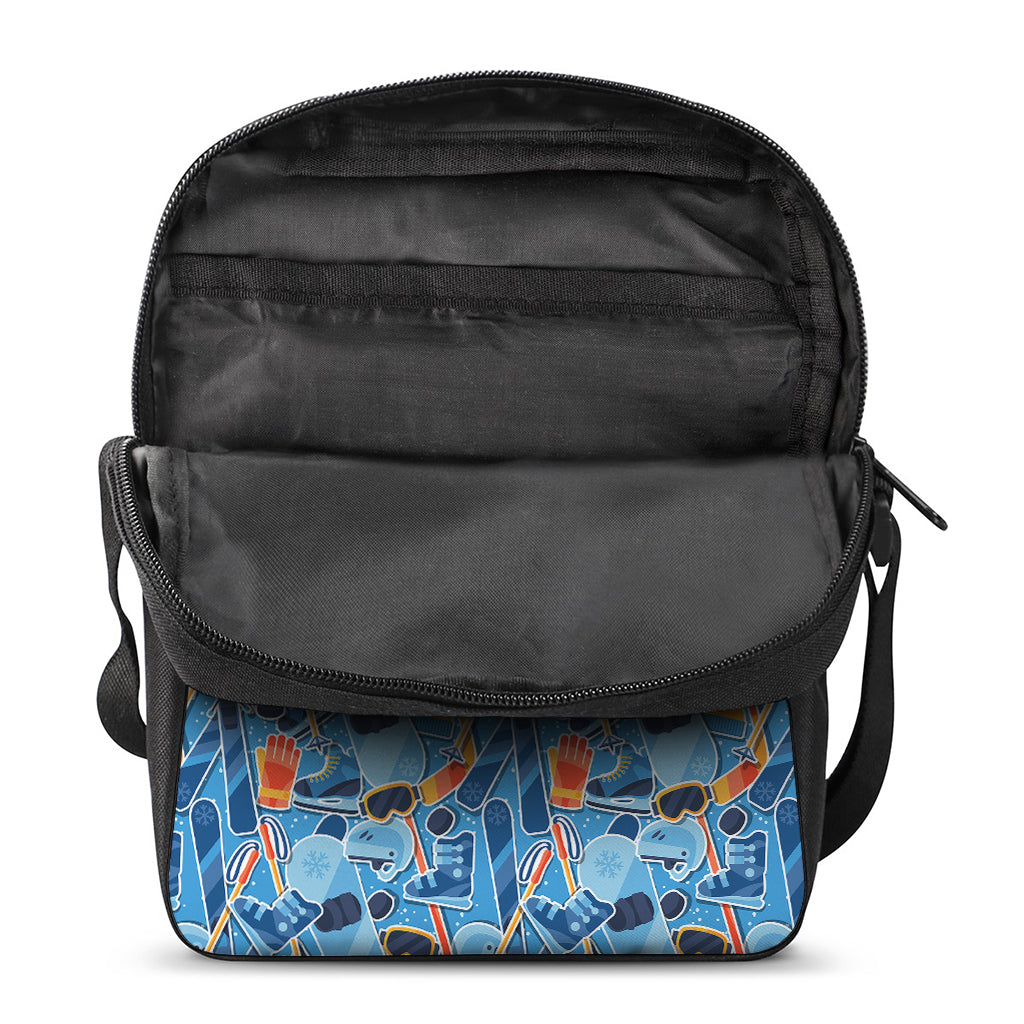 Skiing Equipment Pattern Print Rectangular Crossbody Bag