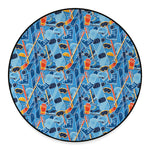 Skiing Equipment Pattern Print Round Floor Mat