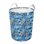Skiing Equipment Pattern Print Round Laundry Basket