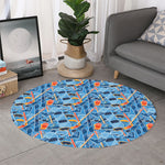 Skiing Equipment Pattern Print Round Rug