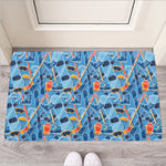 Skiing Equipment Pattern Print Rubber Doormat