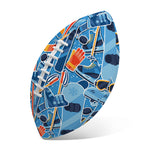 Skiing Equipment Pattern Print Rugby Ball