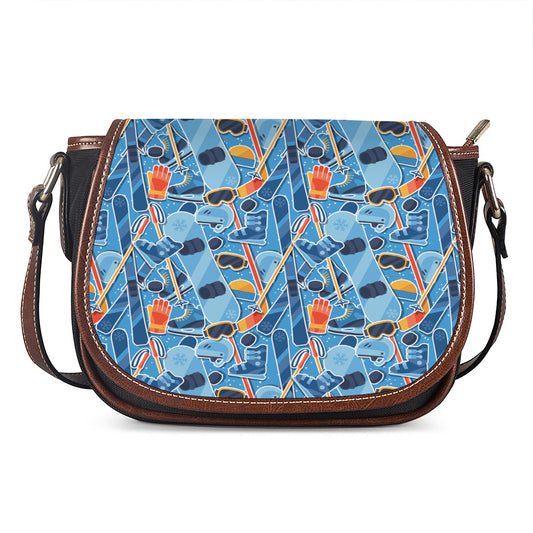 Skiing Equipment Pattern Print Saddle Bag