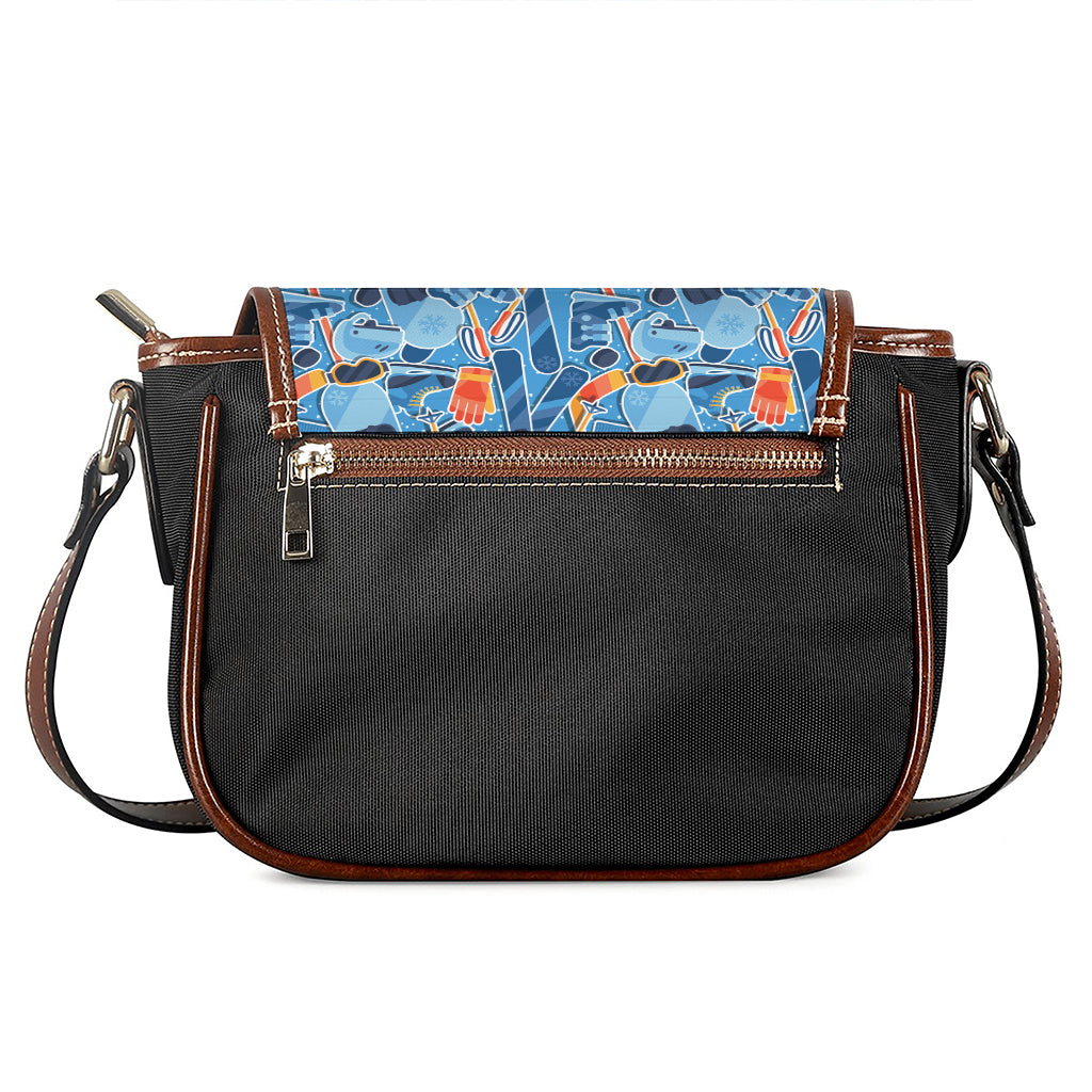 Skiing Equipment Pattern Print Saddle Bag