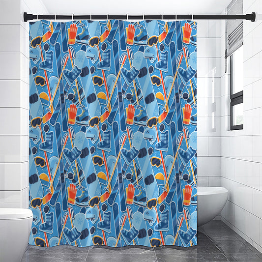 Skiing Equipment Pattern Print Shower Curtain