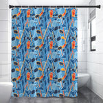 Skiing Equipment Pattern Print Shower Curtain