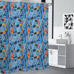 Skiing Equipment Pattern Print Shower Curtain