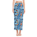 Skiing Equipment Pattern Print Side Slit Maxi Skirt