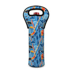 Skiing Equipment Pattern Print Single Neoprene Wine Tote