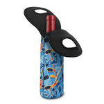 Skiing Equipment Pattern Print Single Neoprene Wine Tote