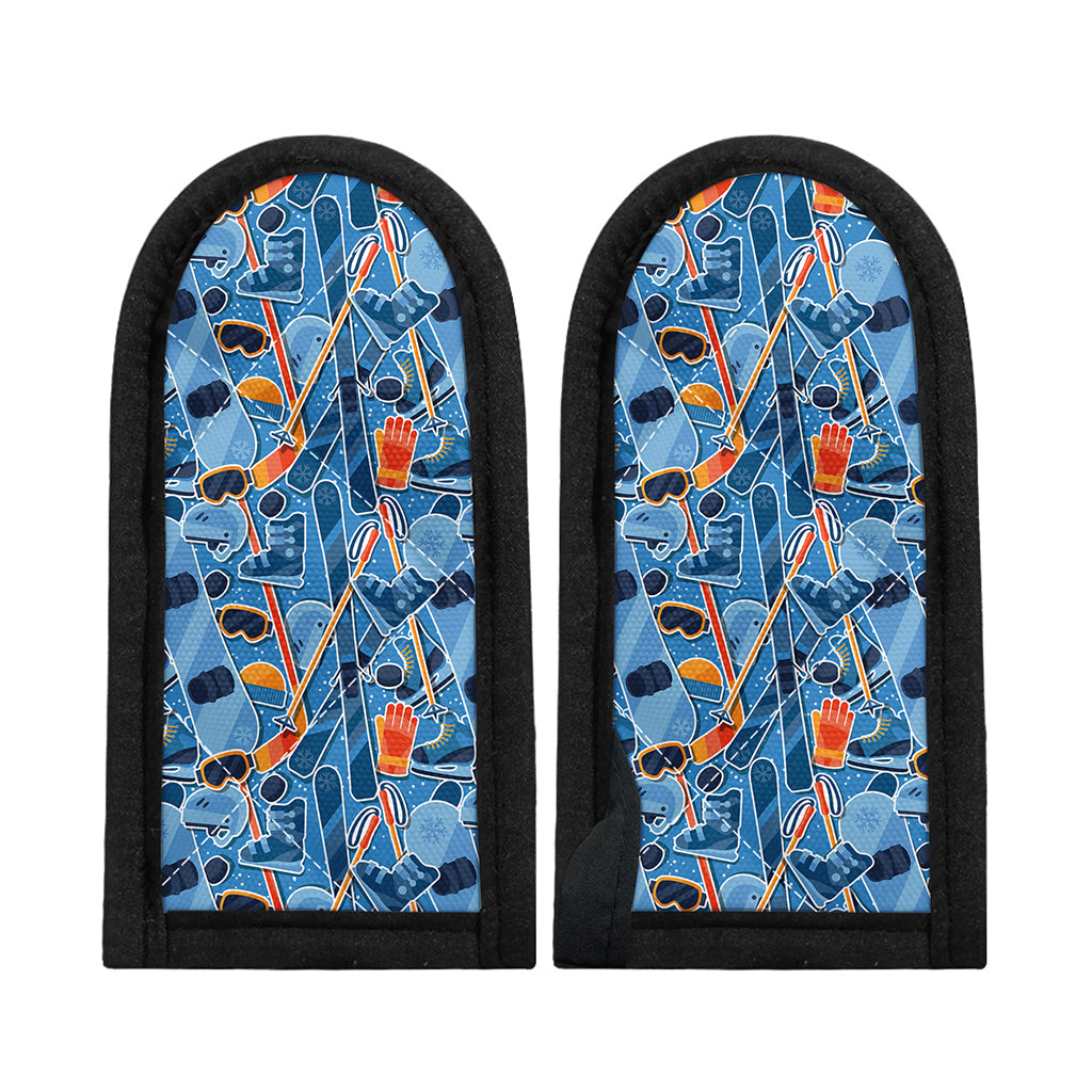 Skiing Equipment Pattern Print Skillet Handle Cover