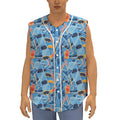 Skiing Equipment Pattern Print Sleeveless Baseball Jersey
