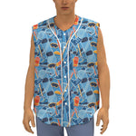 Skiing Equipment Pattern Print Sleeveless Baseball Jersey