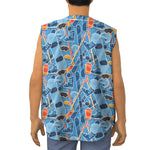Skiing Equipment Pattern Print Sleeveless Baseball Jersey