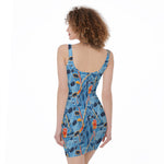 Skiing Equipment Pattern Print Sleeveless Bodycon Dress