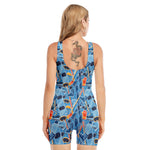 Skiing Equipment Pattern Print Sleeveless One Piece Swimsuit