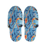 Skiing Equipment Pattern Print Slippers