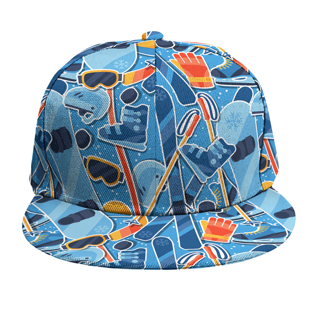 Skiing Equipment Pattern Print Snapback Cap